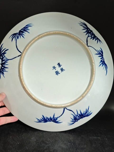 古玩陶瓷鳳凰牡丹紋青花盤真品鑒賞圖