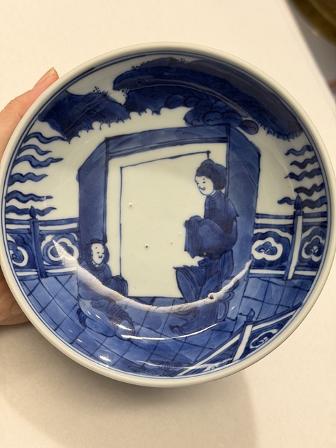 古玩陶瓷人物紋青花孔明碗真品鑒賞圖