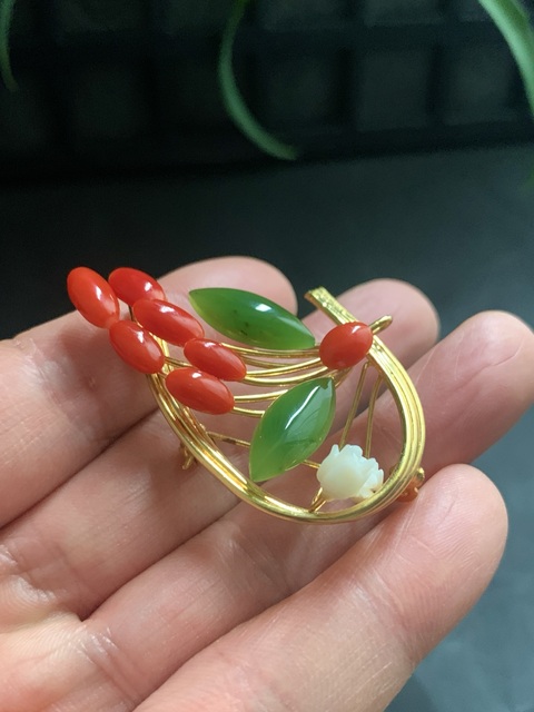 古玩玉器多寶鑲嵌“胸針”真品鑒賞圖