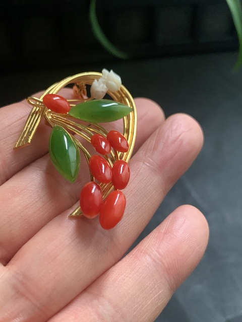 古玩玉器多寶鑲嵌“胸針”真品鑒賞圖