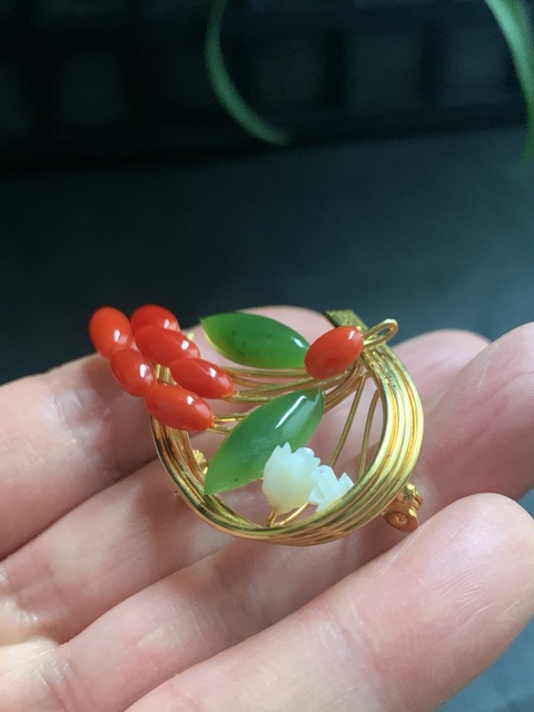 古玩玉器多寶鑲嵌“胸針”真品鑒賞圖