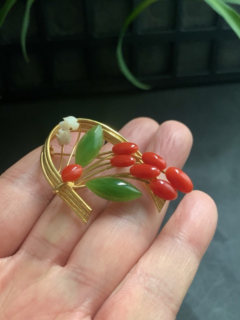 古玩玉器多寶鑲嵌“胸針”真品鑒賞圖