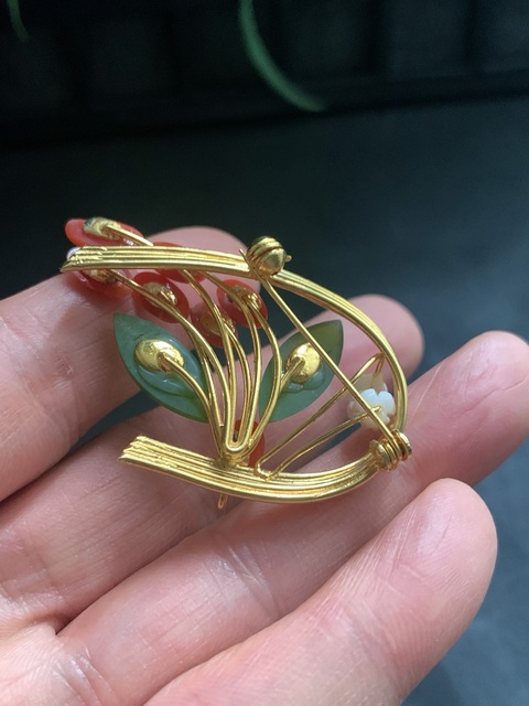 古玩玉器多寶鑲嵌“胸針”真品鑒賞圖