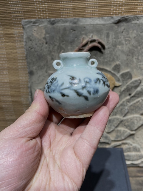 古玩陶瓷青花花卉紋雙系罐真品鑒賞圖