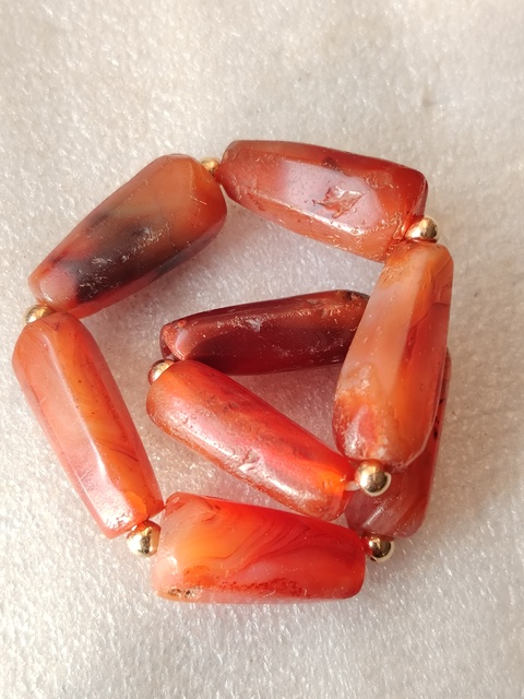 古玩玉器天然紅瑪瑙珠串真品鑒賞圖