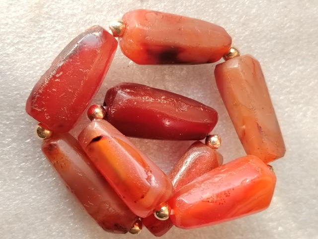 古玩玉器天然紅瑪瑙珠串真品鑒賞圖