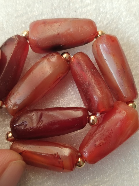 古玩玉器天然紅瑪瑙珠串真品鑒賞圖