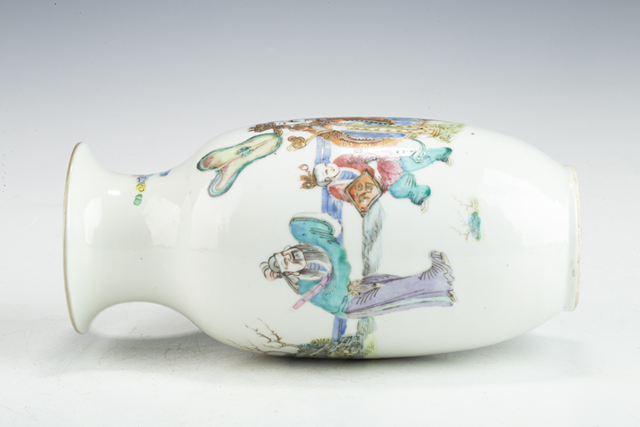 古玩陶瓷清晚·粉彩福祿壽三星人物紋瓶真品鑒賞圖