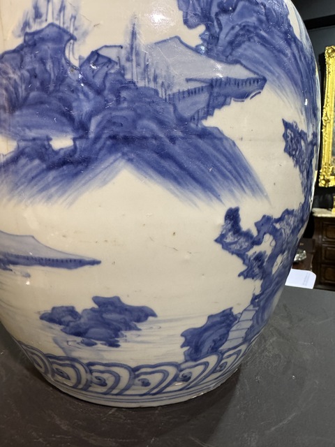 古玩陶瓷山水紋青花罐真品鑒賞圖