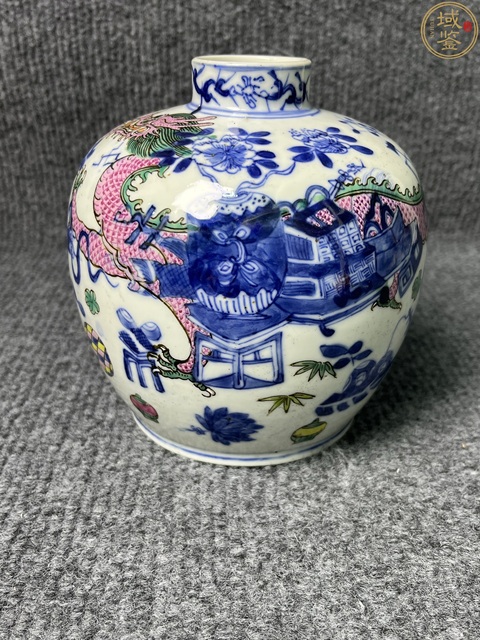 古玩陶瓷清晚·青花粉彩博古龍紋罐 真品鑒賞圖