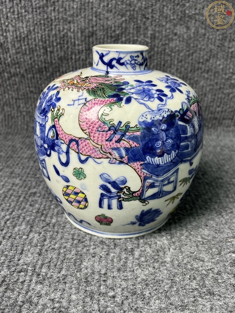 古玩陶瓷清晚·青花粉彩博古龍紋罐 真品鑒賞圖