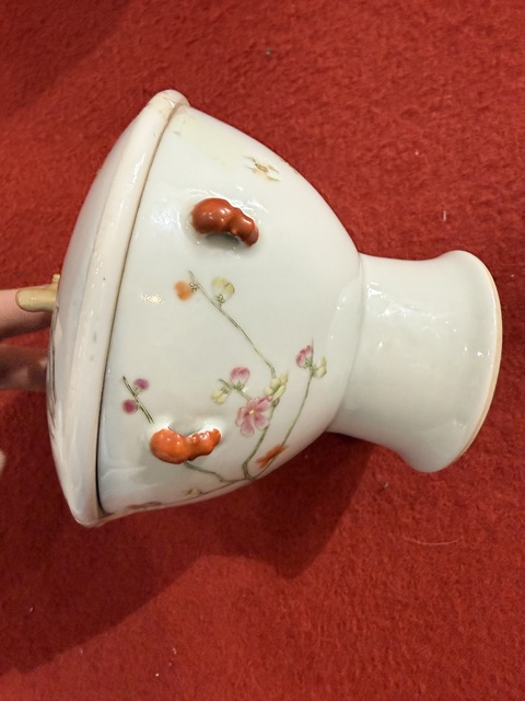 古玩陶瓷粉彩四系高樁暖鍋真品鑒賞圖