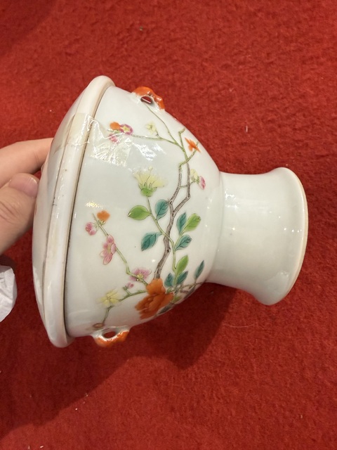 古玩陶瓷粉彩四系高樁暖鍋真品鑒賞圖