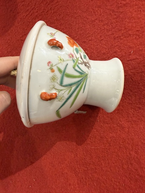 古玩陶瓷粉彩四系高樁暖鍋真品鑒賞圖