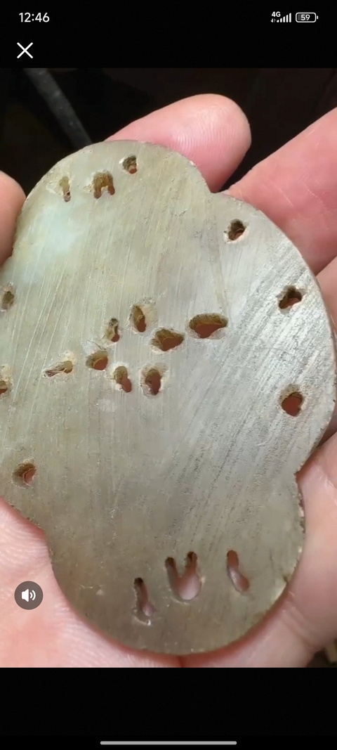 古玩玉器岫玉雕“花卉佩”真品鑒賞圖