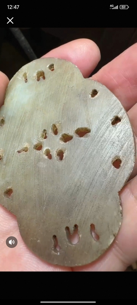 古玩玉器岫玉雕“花卉佩”真品鑒賞圖