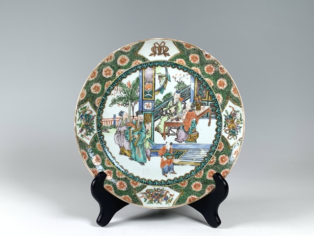 古玩陶瓷清咸豐·廣彩人物故事紋盤拍賣，當前價格504元