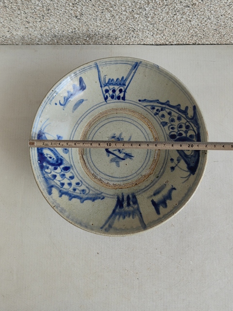 古玩陶瓷清中期魚紋青花盤拍賣，當(dāng)前價(jià)格580元