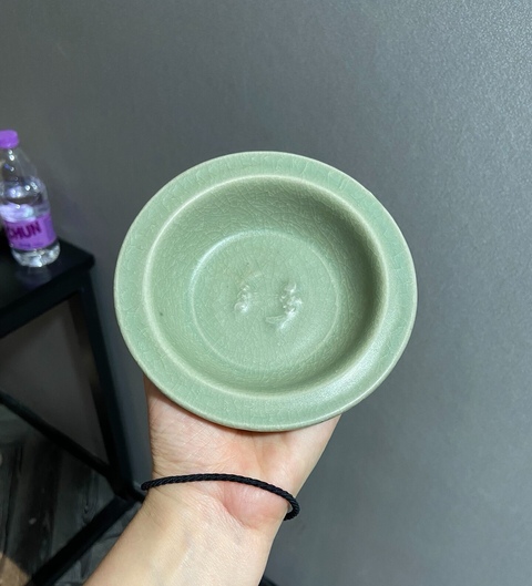 古玩陶瓷龍泉窯青釉折沿洗真品鑒賞圖