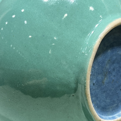 古玩陶瓷清末民初·松石綠釉渣斗 真品鑒賞圖