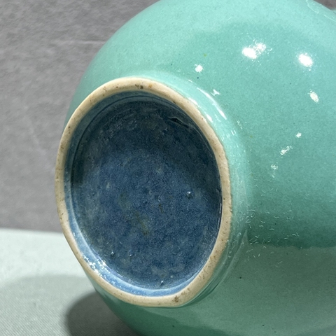 古玩陶瓷清末民初·松石綠釉渣斗 真品鑒賞圖