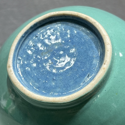 古玩陶瓷清末民初·松石綠釉渣斗 真品鑒賞圖