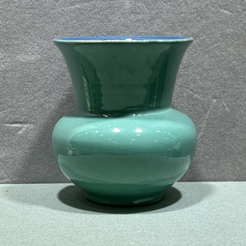 古玩陶瓷清末民初·松石綠釉渣斗 真品鑒賞圖