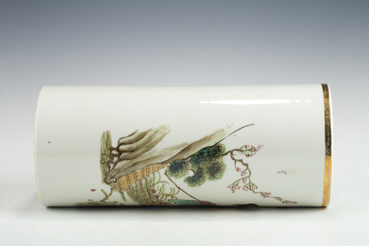 古玩陶瓷民國·粉彩黛玉葬花紋帽筒拍賣，當前價格1520元