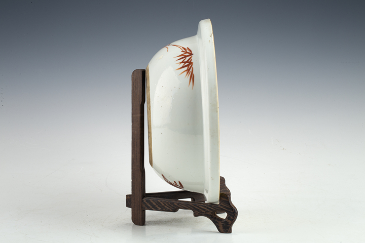 古玩陶瓷清晚·黃地粉彩孔雀牡丹紋凈手盆拍賣，當(dāng)前價(jià)格774元