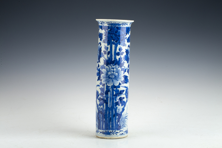 古玩陶瓷清晚·青花花鳥紋花觚拍賣，當前價格376元