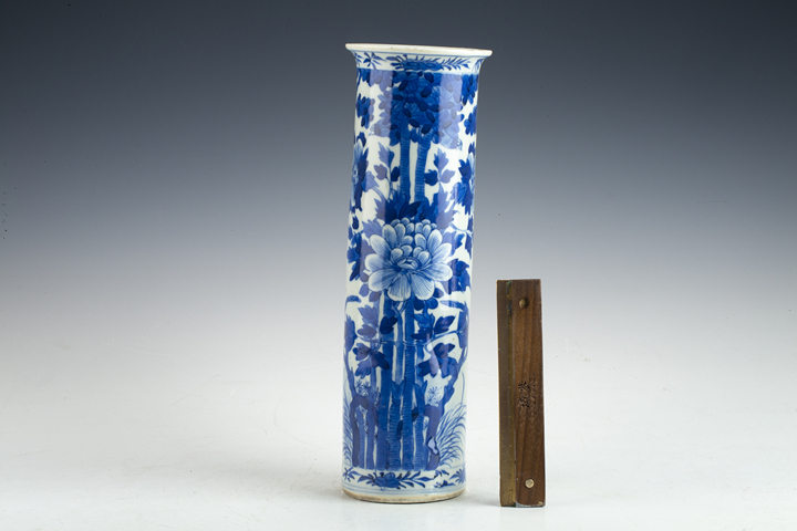 古玩陶瓷清晚·青花花鳥紋花觚拍賣，當前價格376元