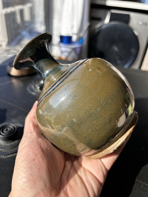 古玩陶瓷磁州窯紫金釉弦紋瓶真品鑒賞圖