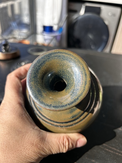 古玩陶瓷磁州窯紫金釉弦紋瓶真品鑒賞圖