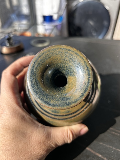 古玩陶瓷磁州窯紫金釉弦紋瓶真品鑒賞圖