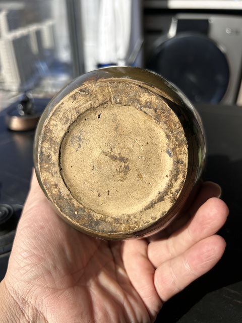 古玩陶瓷磁州窯紫金釉弦紋瓶真品鑒賞圖