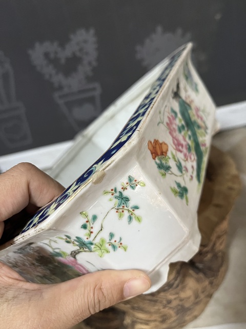 古玩陶瓷粉彩花鳥紋水仙盆拍賣，當前價格3999元