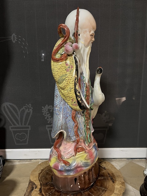 古玩陶瓷粉彩壽星人物大瓷塑拍賣，當前價格788元