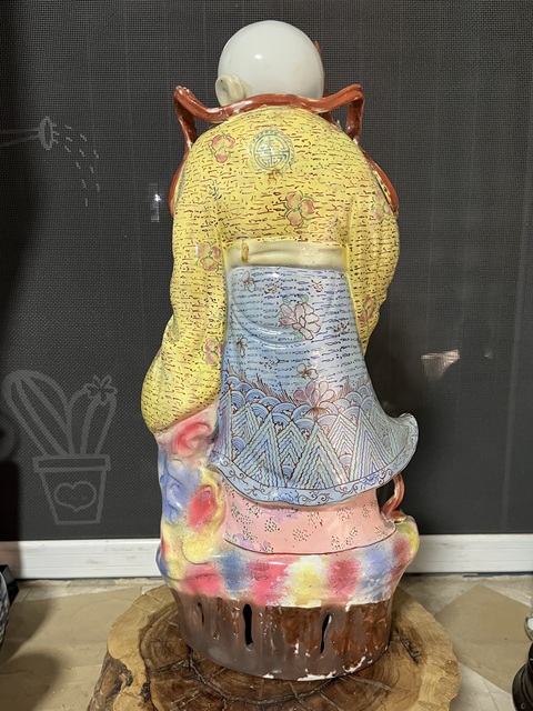 古玩陶瓷粉彩壽星人物大瓷塑拍賣，當前價格788元