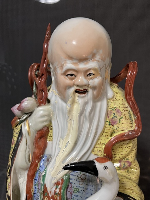 古玩陶瓷粉彩壽星人物大瓷塑拍賣，當前價格788元