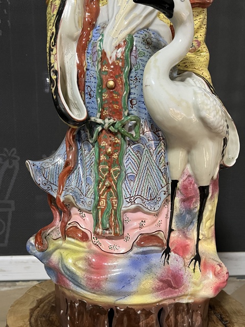 古玩陶瓷粉彩壽星人物大瓷塑拍賣，當前價格788元