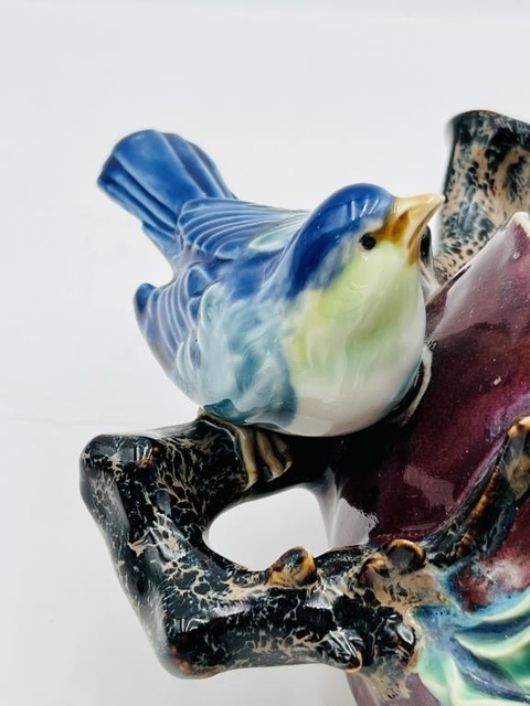 古玩陶瓷仿生瓷石榴花鳥擺件真品鑒賞圖