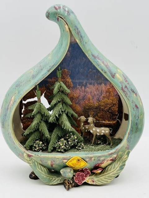 古玩陶瓷仿生瓷石榴花鳥擺件真品鑒賞圖