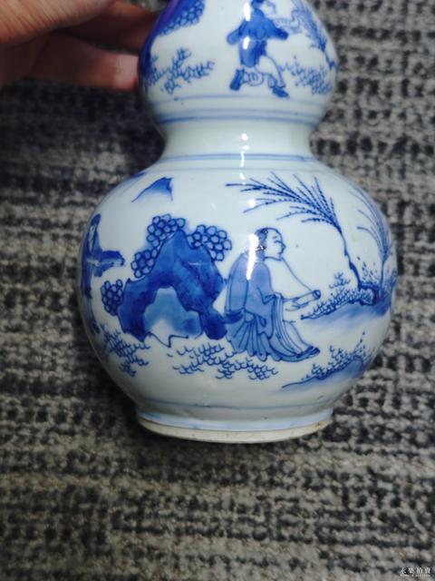 古玩陶瓷明代崇禎葫蘆瓶真品鑒賞圖