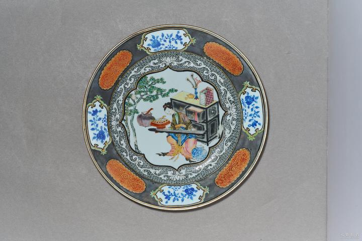 古玩陶瓷仕女奏樂盤真品鑒賞圖