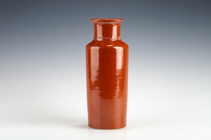 古玩陶瓷民國·珊瑚紅釉筒瓶拍賣，當前價格188元