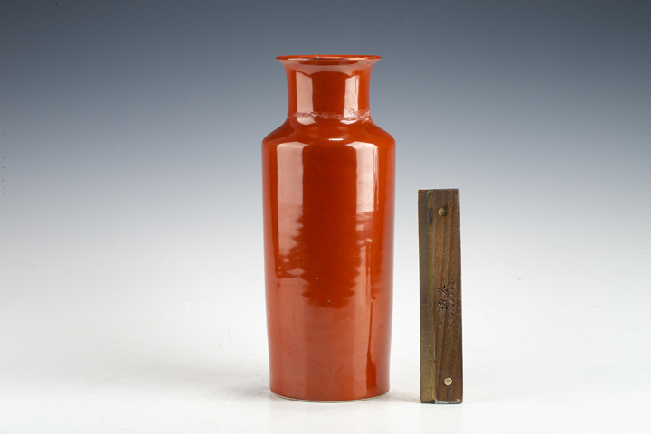 古玩陶瓷民國·珊瑚紅釉筒瓶拍賣，當前價格188元