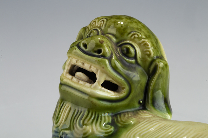 古玩陶瓷創匯·綠釉獅子擺件一對拍賣，當前價格188元