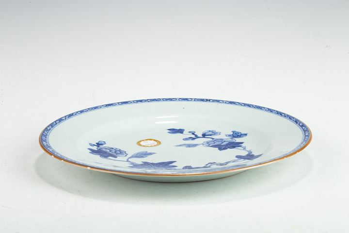 古玩陶瓷清中·青花花卉紋折沿盤拍賣，當前價格413元