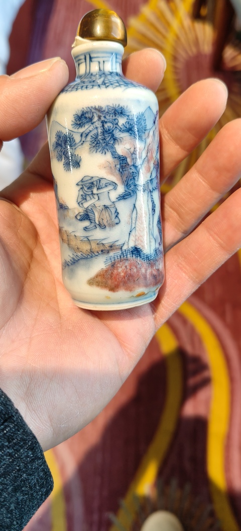 古玩陶瓷青花釉里紅鼻煙壺真品鑒賞圖