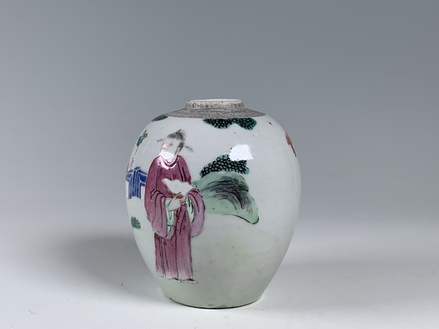 古玩陶瓷清中期·粉彩人物故事紋罐拍賣，當前價格5878元